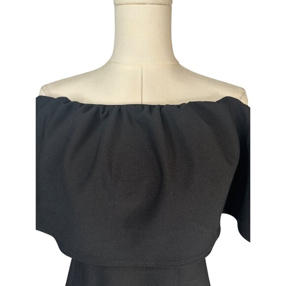 2/$30 ZARA M Black Off-The-Shoulder Ruffle Top Polyester & Elastane - Picture 5 of 10
